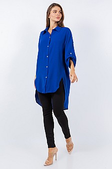 REGULAR SIZE, BUTTON DOWN SHIRT WITH SLEEVE TABS