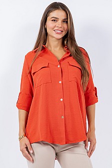 Regular Size, BUTTON DOWN SHIRT WITH POCKETS