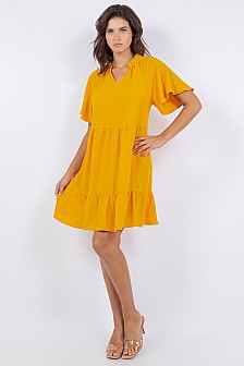 Regular Size, BABY DOLL DRESS WITH RUFFLED NECK DETAIL