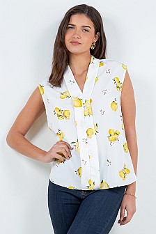 SLEEVELESS TOP W/ FRONT FOLD