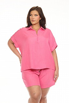 SHORT SLEEVES BLOUSE WITH COLLAR