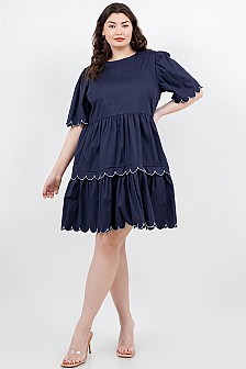 SHORT SLEEVE DRESS W/ EMBROIDERY