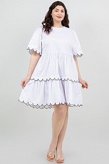SHORT SLEEVE DRESS W/ EMBROIDERY