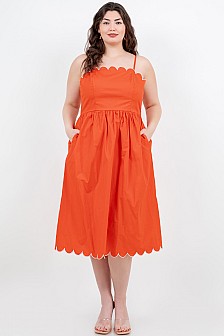 SCALLOPED EDGE DRESS W/ ADJUSTABLE STRAPS