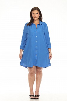 BUTTON DOWN DRESS W/ METAL CLIPS