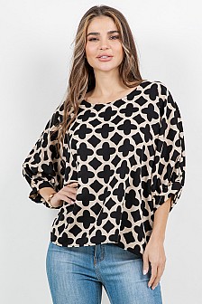ROUND NECK TOP W/ CUFFED SLEEVES
