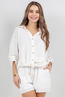 3/4 sleeve front twist knot top