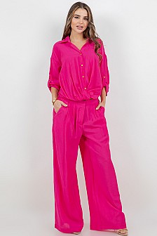 3/4 sleeve button front twist knot top