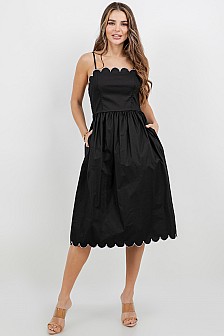Spaghetti strap dress with embroidered edges 