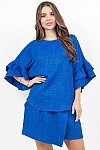 ROUND NECK TOP W/ DOUBLE RUFFLE SLEEVES