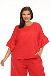 ROUND NECK TOP W/ DOUBLE RUFFLE SLEEVES