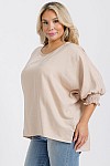 TOP W/ SMOCKING SLEEVES