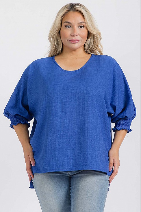 TOP W/ SMOCKING SLEEVES