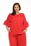 ROUND NECK TOP W/ DOUBLE RUFFLE SLEEVES