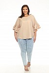 ROUND NECK TOP W/ DOUBLE RUFFLE SLEEVES