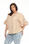 ROUND NECK TOP W/ DOUBLE RUFFLE SLEEVES