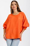 TOP W/ SMOCKING SLEEVES
