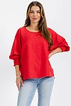TOP W/ SMOCKING SLEEVES