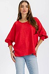TOP W/ SMOCKING SLEEVES