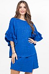ROUND NECK TOP W/ DOUBLE RUFFLE SLEEVES