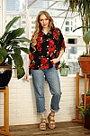 BUTTON DOWN BLOUSE W/ SPAGHETTI BACK DETAIL