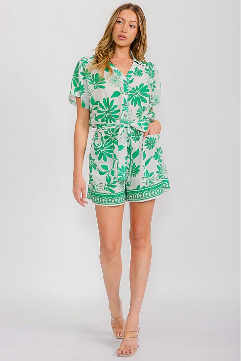 SHORT SLEEVES ROMPER WITH BELT