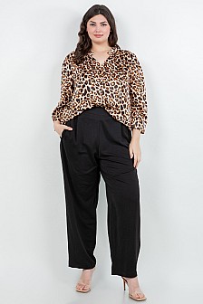 PANTS W/ ELASTIC WAIST AND FRONT POCKETS