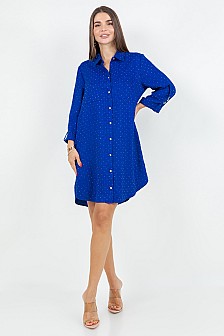 Button down dress with metal clip sleeves