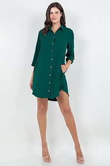 BUTTON DOWN DRESS W/ METAL CLIPS