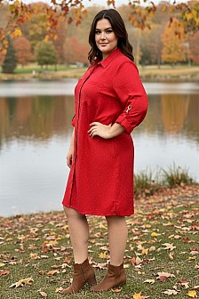 Button down dress with metal clip sleeves