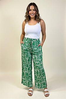 Long pants with drawstring belt