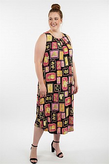 Sleeveless Dress with pleated neckline