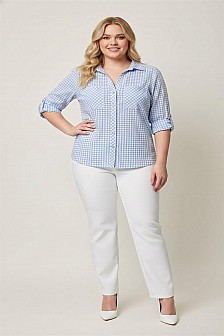 3/4 SLEEVE BUTTON DOWN BLOUSE