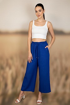 Ruffled waistband pants with pockets