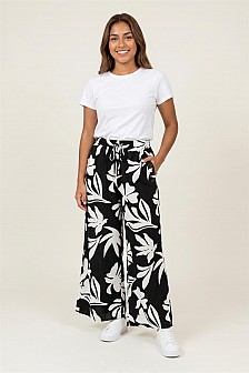 PANTS W/ FRONT TIE AND CONTRAST STITCHING ON POCKETS 