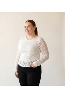 Long sleeve round neck lace top 