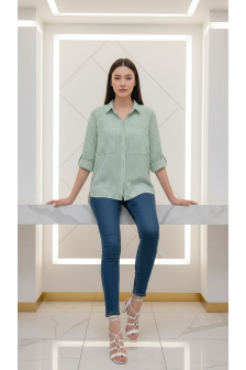 BUTTON DOWN COLLAR SHIRT W/ SLEEVES TABS