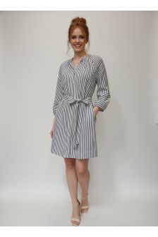 BUTTON DOWN 3/4 SLEEVES DRESS WITH BELT